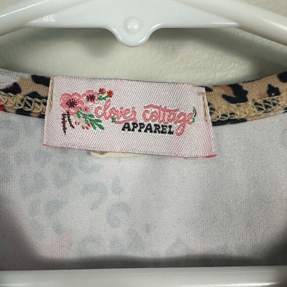 Clover Cottage Girls 18-24 Months Long Sleeve Christmas Dress Leopard Santa - Picture 4 of 6